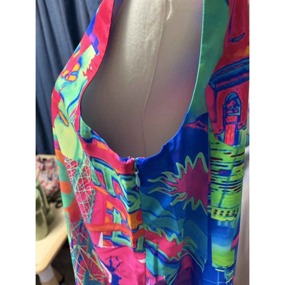 CHAOUICHE Women's Medium Neon Abstract One Shoulder Asymmetrical Dress NWT" - Picture 2 of 3